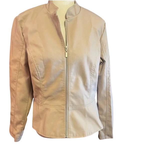 Baccini Jackets & Blazers - Baccini Tan Leather Jacket Smooth Finish Casual Fit
